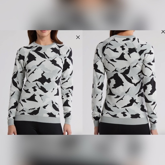 Sweaty Betty Mountain Camo Crewneck Sweater Size 8 - Picture 1 of 6